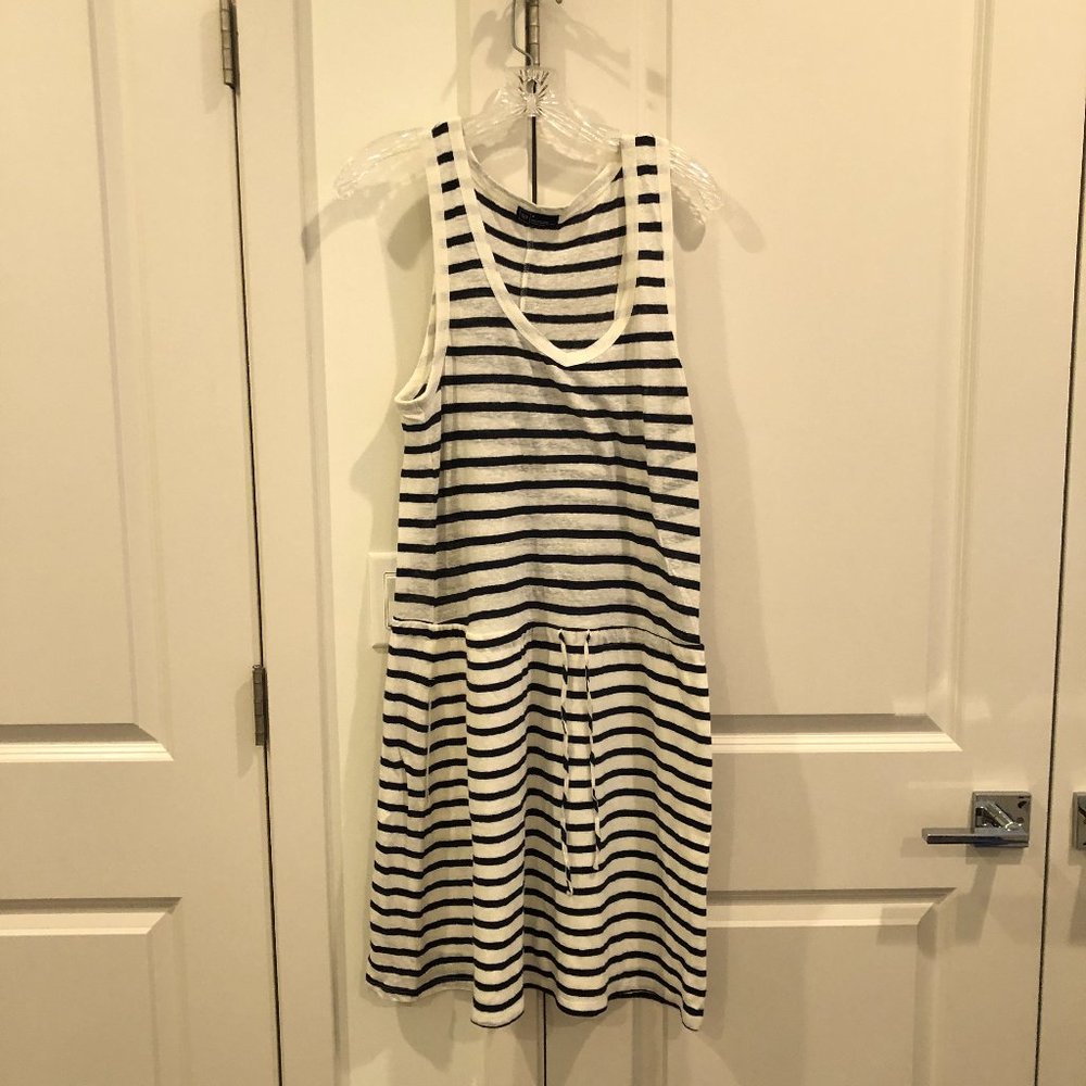 Gap Women's White and Blue Cotton/linen Stripped Dress